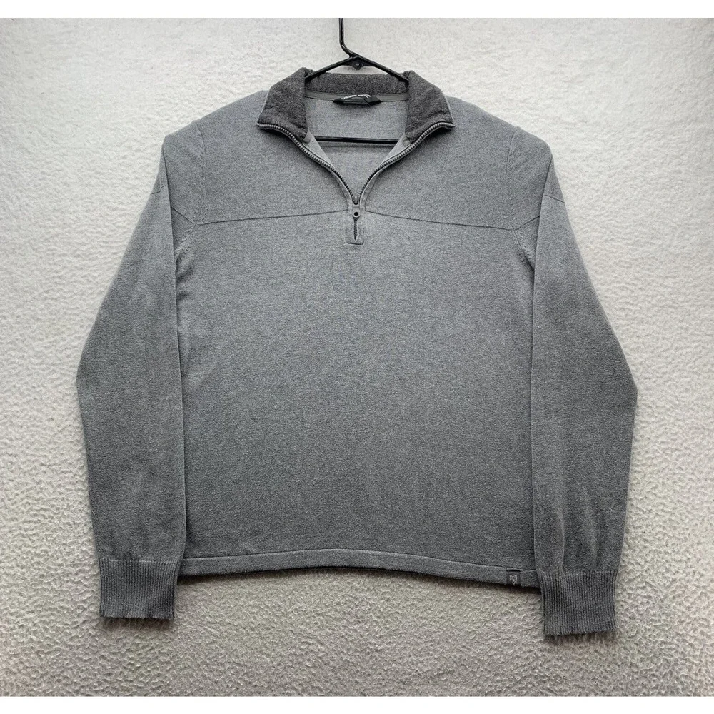 The North Face Knit Jacket Mens Medium‎ Wool Blend Gray 1/4 Zip Hiking Outdoors